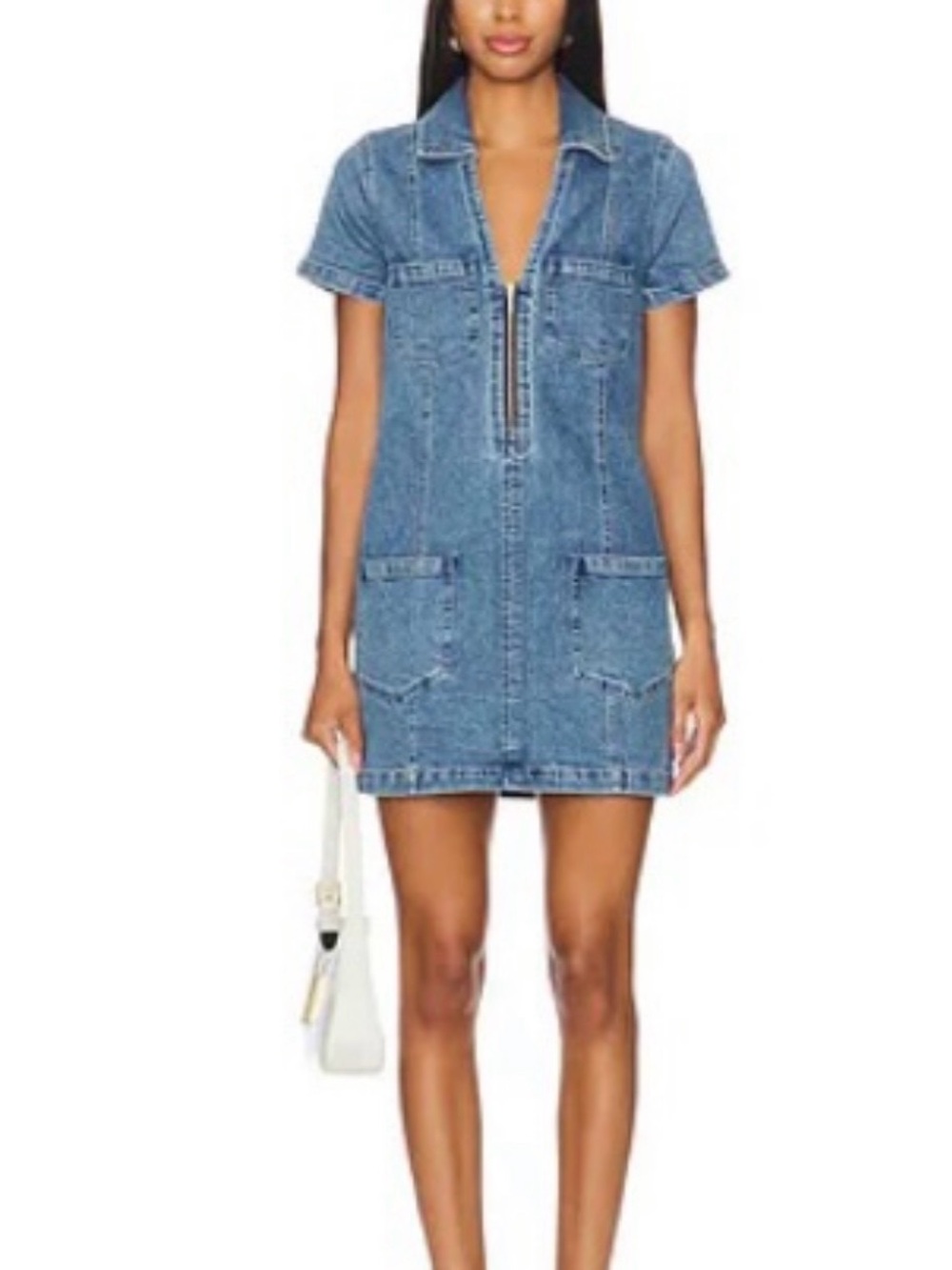 Show Me Your MuMu Denim Zip-Preston Mini Dress in Blue